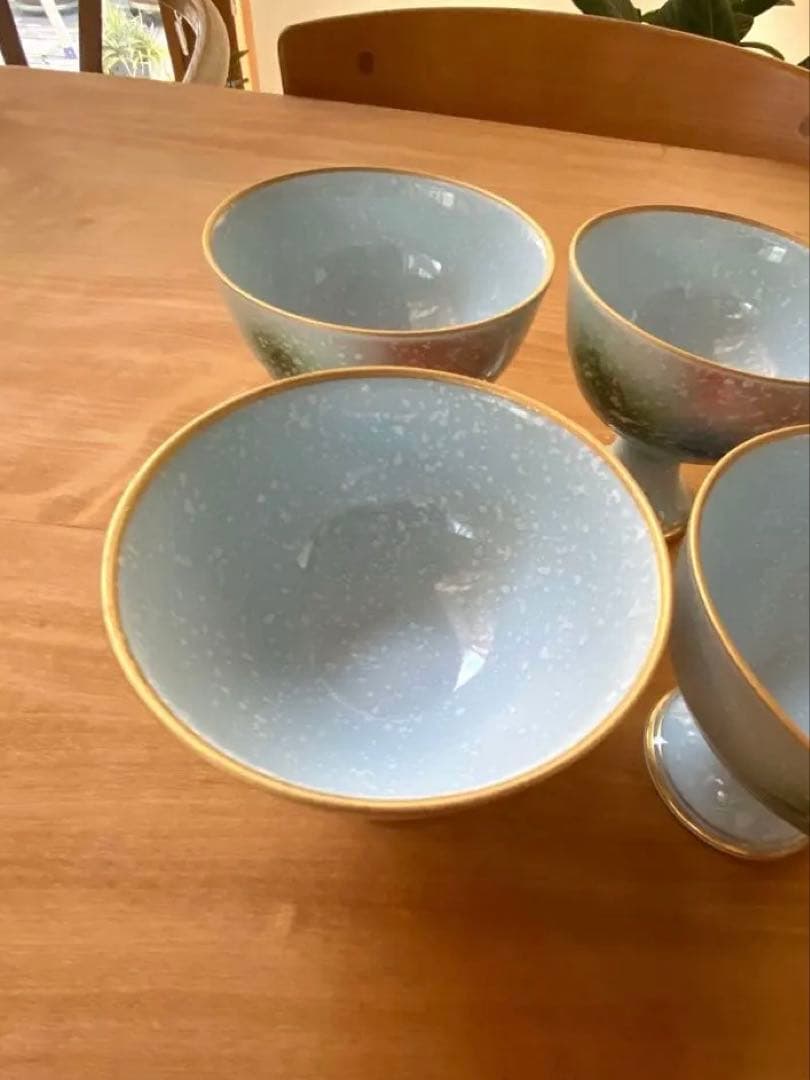 青色　高小鉢　デザートカップ 小鉢4個