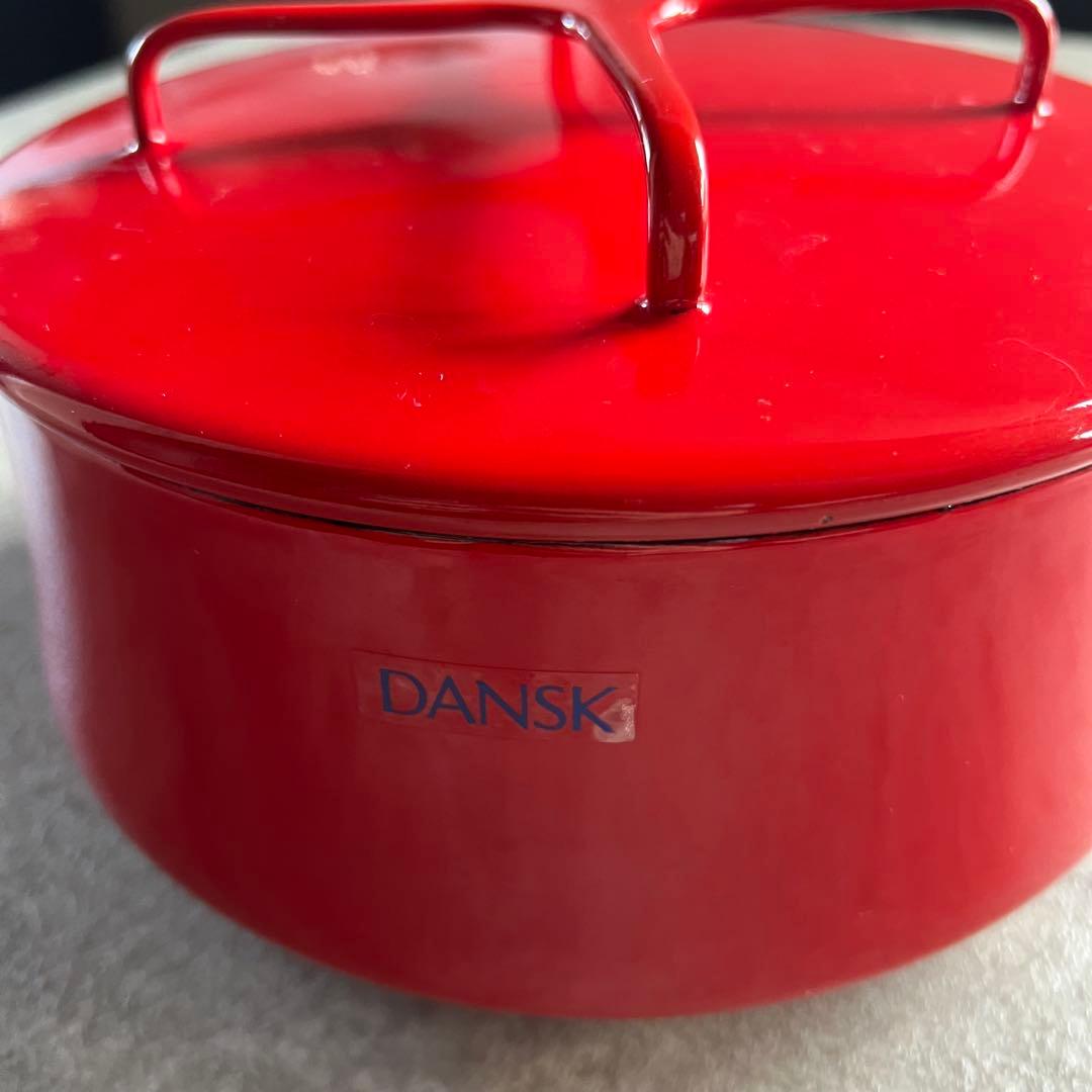 DANSK 赤 ホーロー鍋 蓋付き