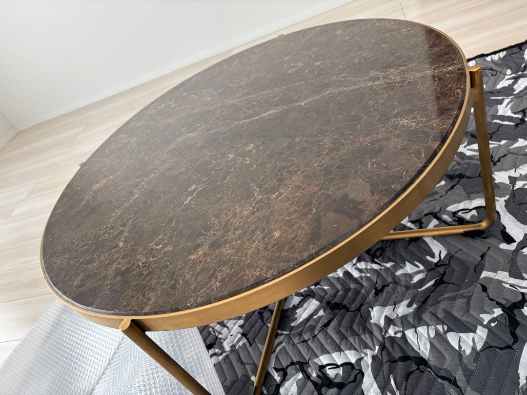 特価！クラッシュゲート 大理石 円形テーブル ローテーブル