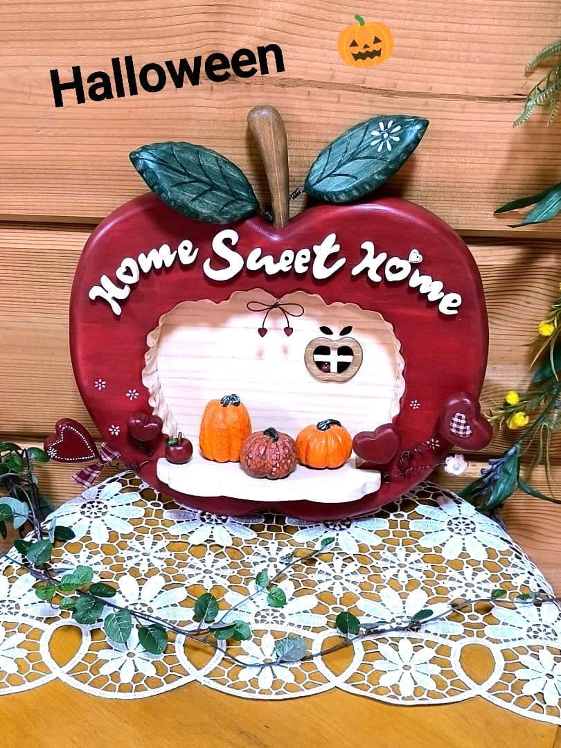 ⭐️アメリカンカントリー雑貨❤かじったෆりんごෆハウスフレーズ看板✿シェルフ付き