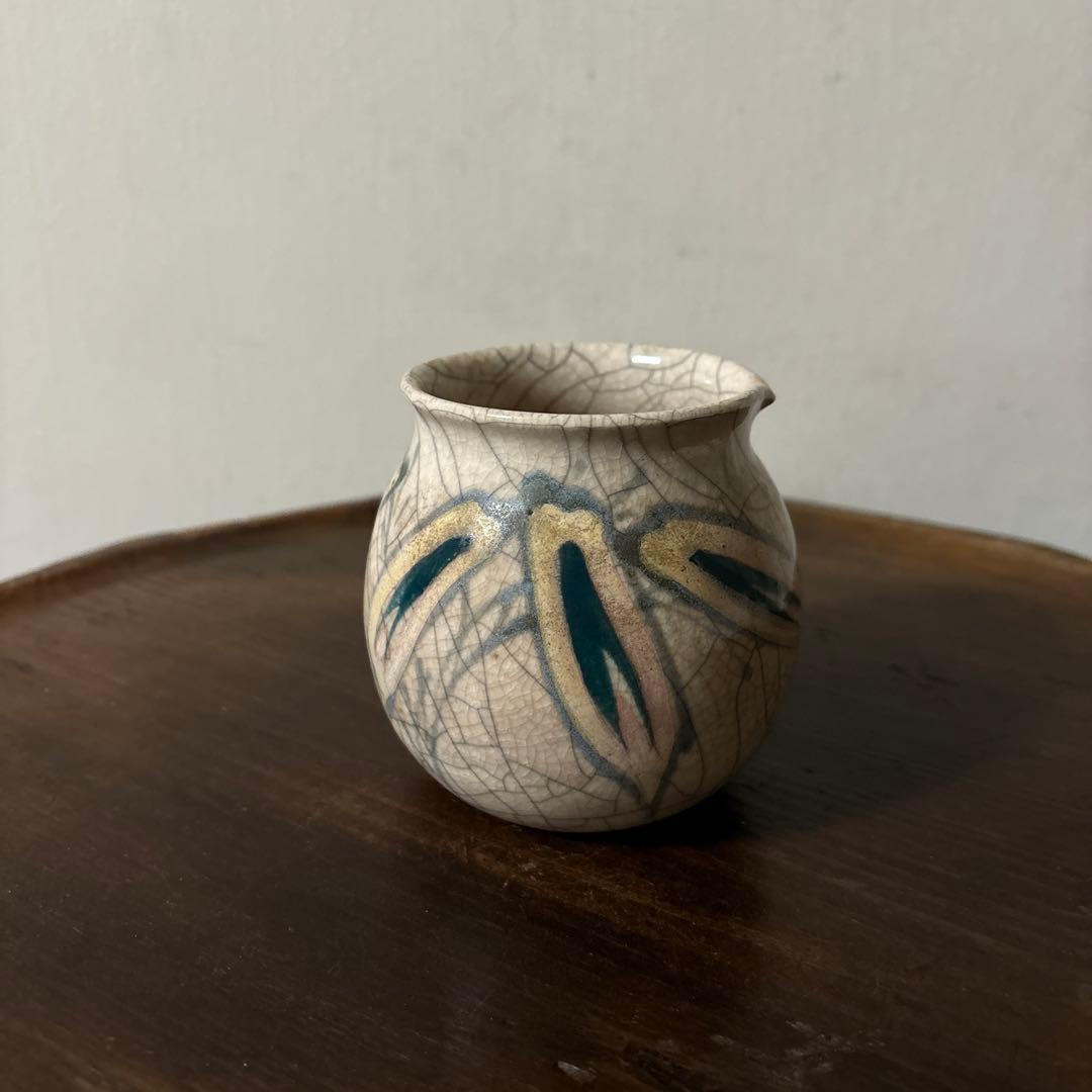 古い笹絵哥釉の器　花入れ　アンティーク　骨董　古道具　唐物　中国古玩　検:李朝