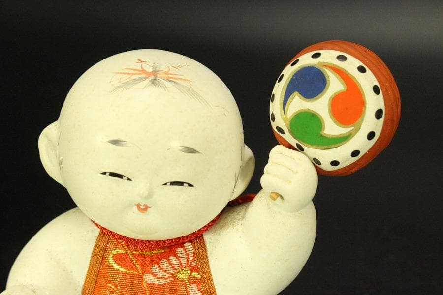 かわいい 郷土人形 太鼓持ち童人形 共箱(ZE434)