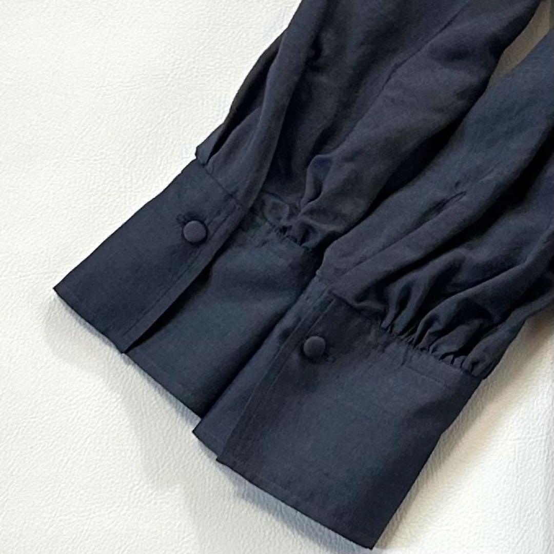 未使用品✨ロペ シルク混ハイネック ボウタイブラウス 2way NALYA 紺
