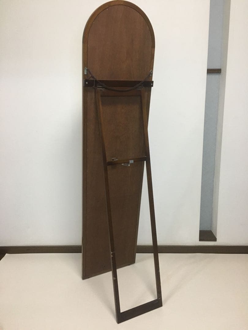 美品 天然木 姿見 鏡 スタンドミラー 面取り鏡 高さ148cm 壁掛けにも対応
