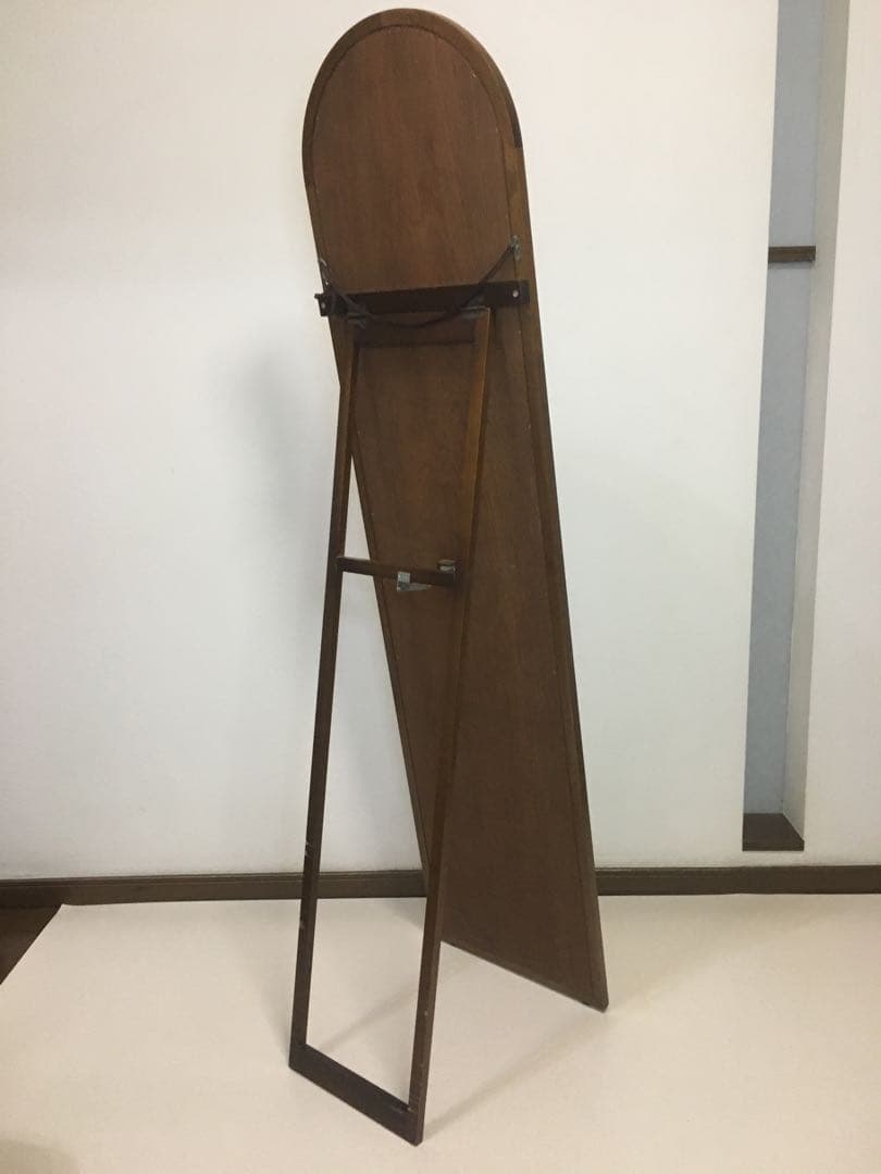 美品 天然木 姿見 鏡 スタンドミラー 面取り鏡 高さ148cm 壁掛けにも対応