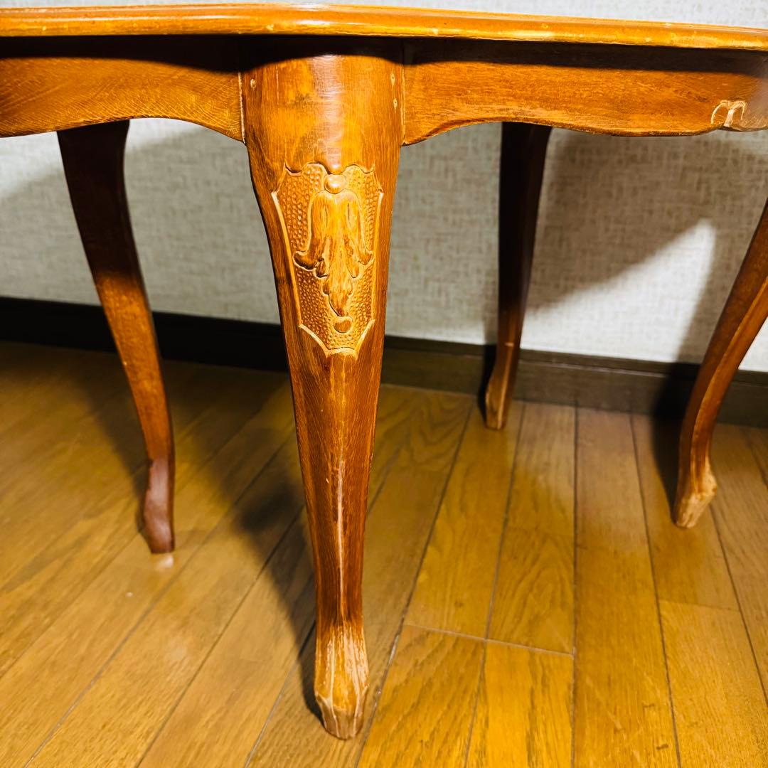 サイドテーブル　コーヒーテーブル　象嵌　イタリアアンティーク　猫脚