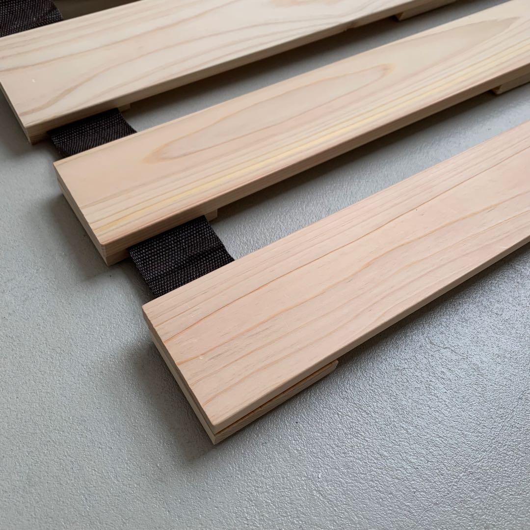 ニトリ/丸めてしまえる ヒノキ すのこ ベッド 折りたたみ　ダブル