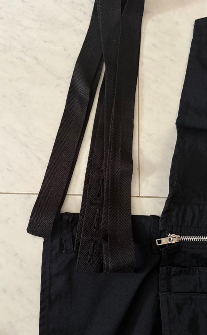 pockets Long black nylon chino 美容師　エプロン