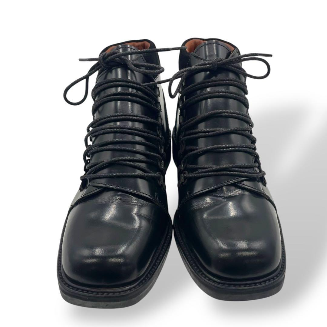 極美品　希少モデル　グッチ　マウンテンブーツ　レースアップ　レザー　黒　23