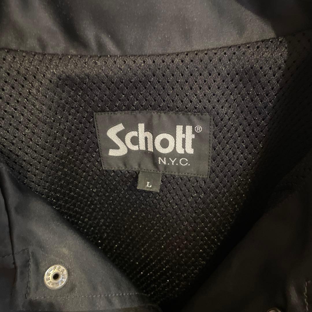Schott N.Y.C. ブラックナイロンコーチジャケット Lサイズ【美品】