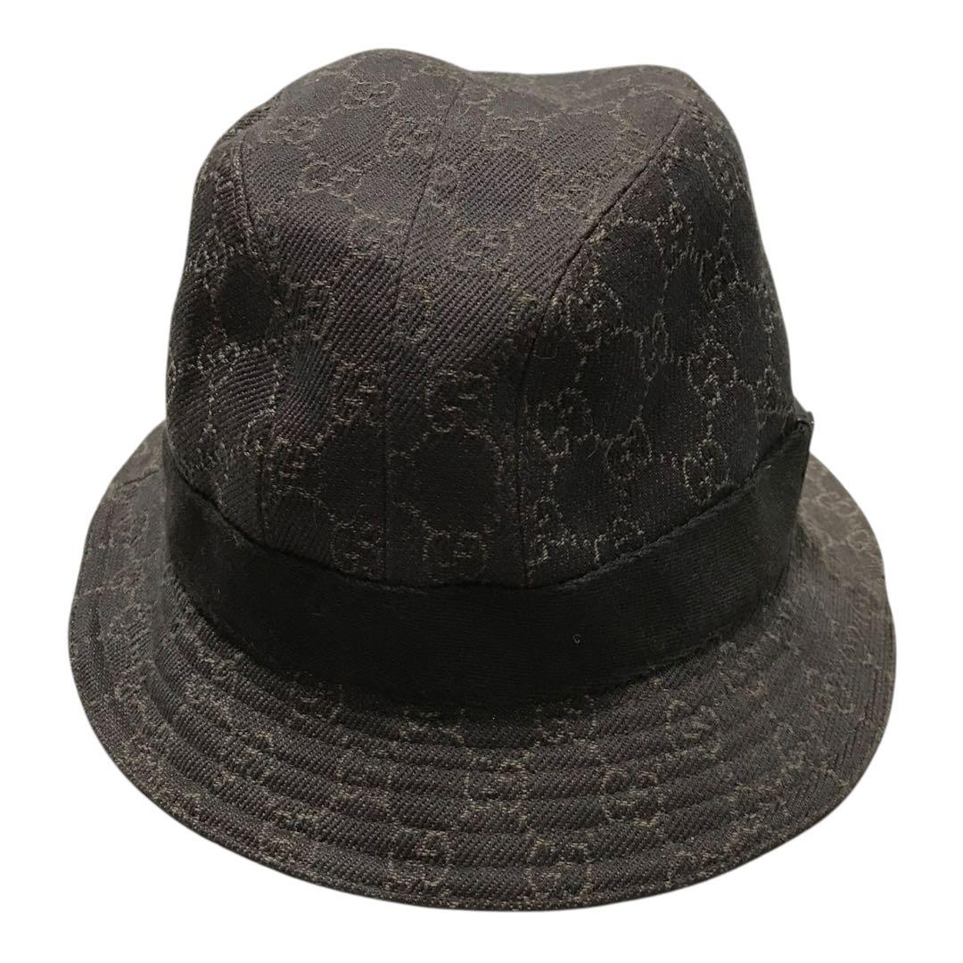 正規品　Gucci グッチ　バケットハット　GG柄　イタリア製　プレートロゴ