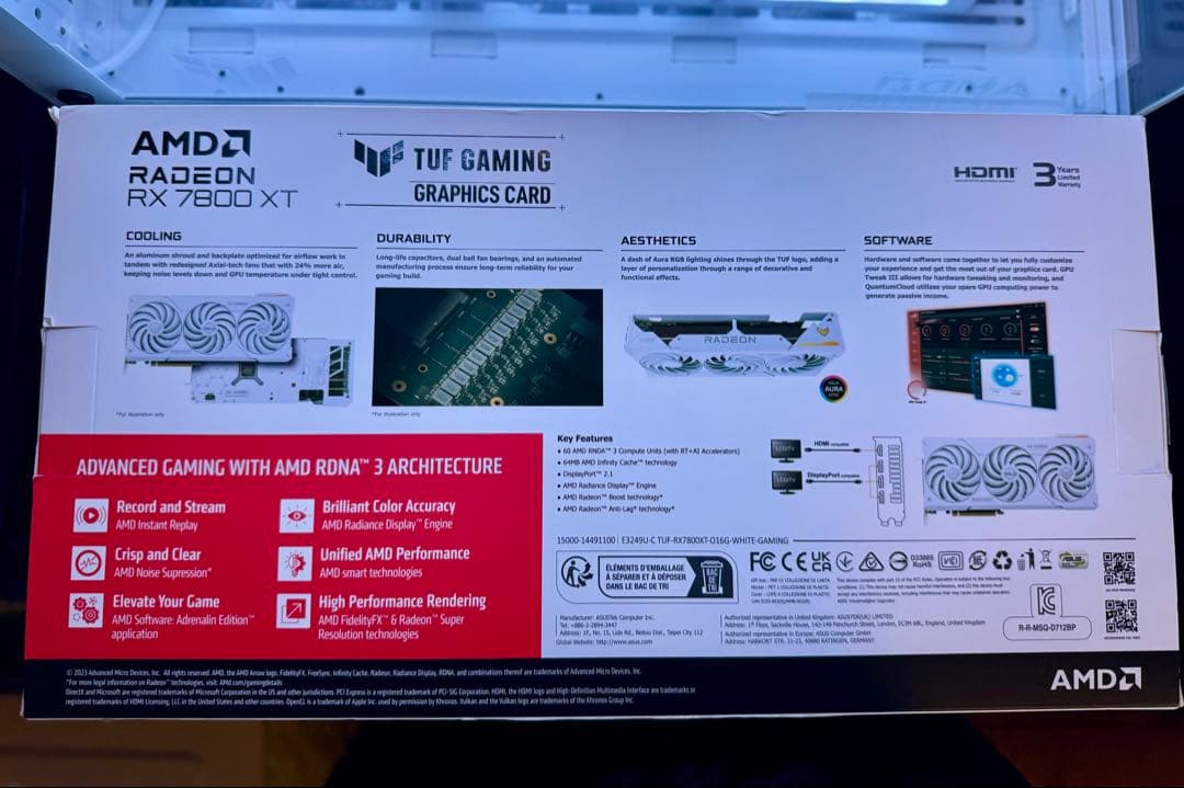 グラフィックボード・グラボ・ビデオカード ASUS TUF GAMING Radeon RX 7800 XT White