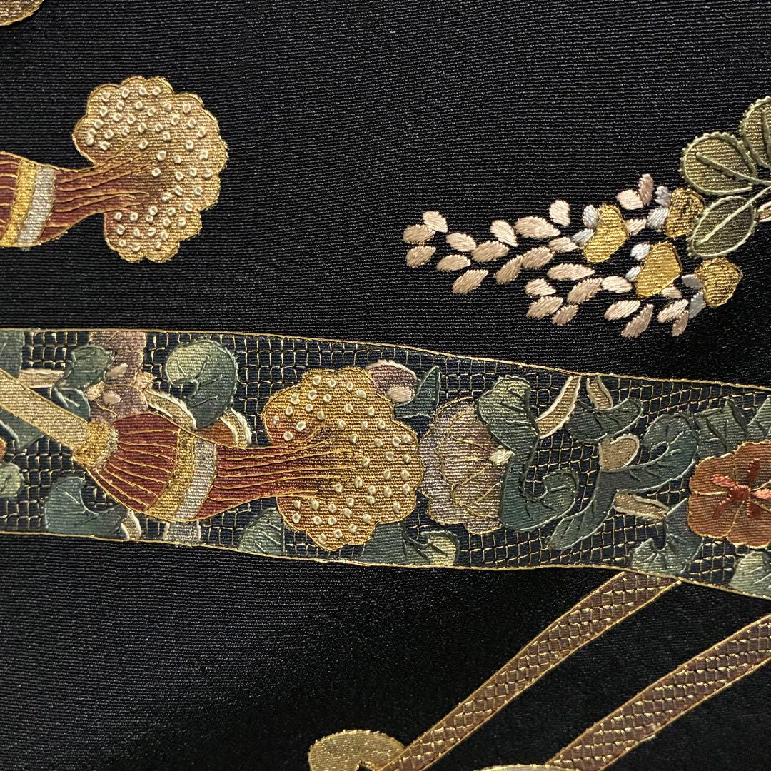 D95 黒留袖 総刺繍 汕頭・蘇州・相良刺繍 やまと誂製 正絹 着物 袷 極美品