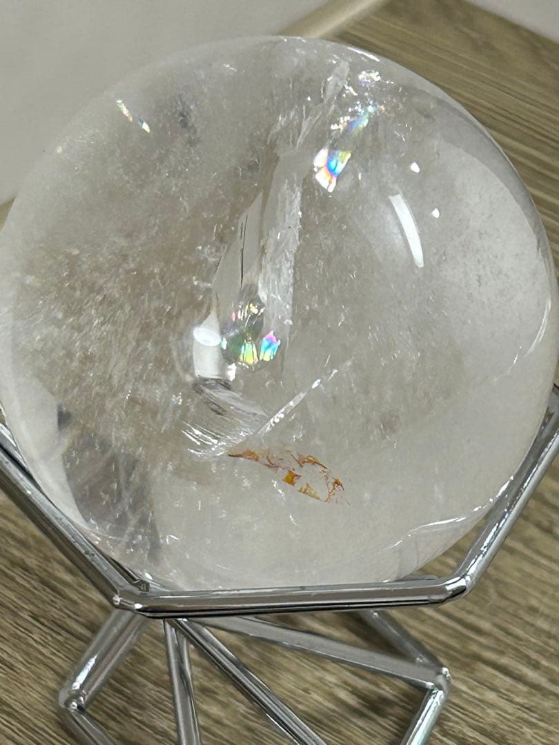 水晶インクォーツ　スフィア　 虹　天然石　置物