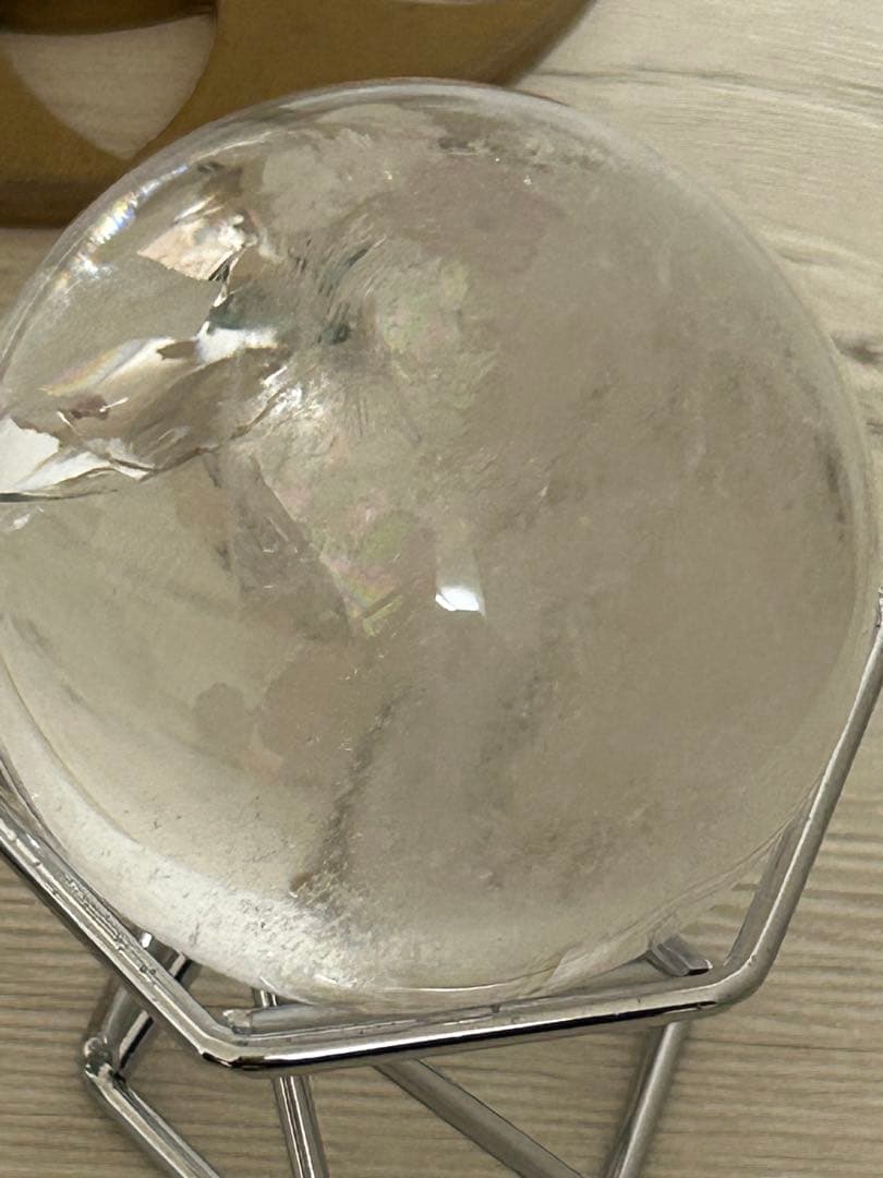 水晶インクォーツ　スフィア　 虹　天然石　置物