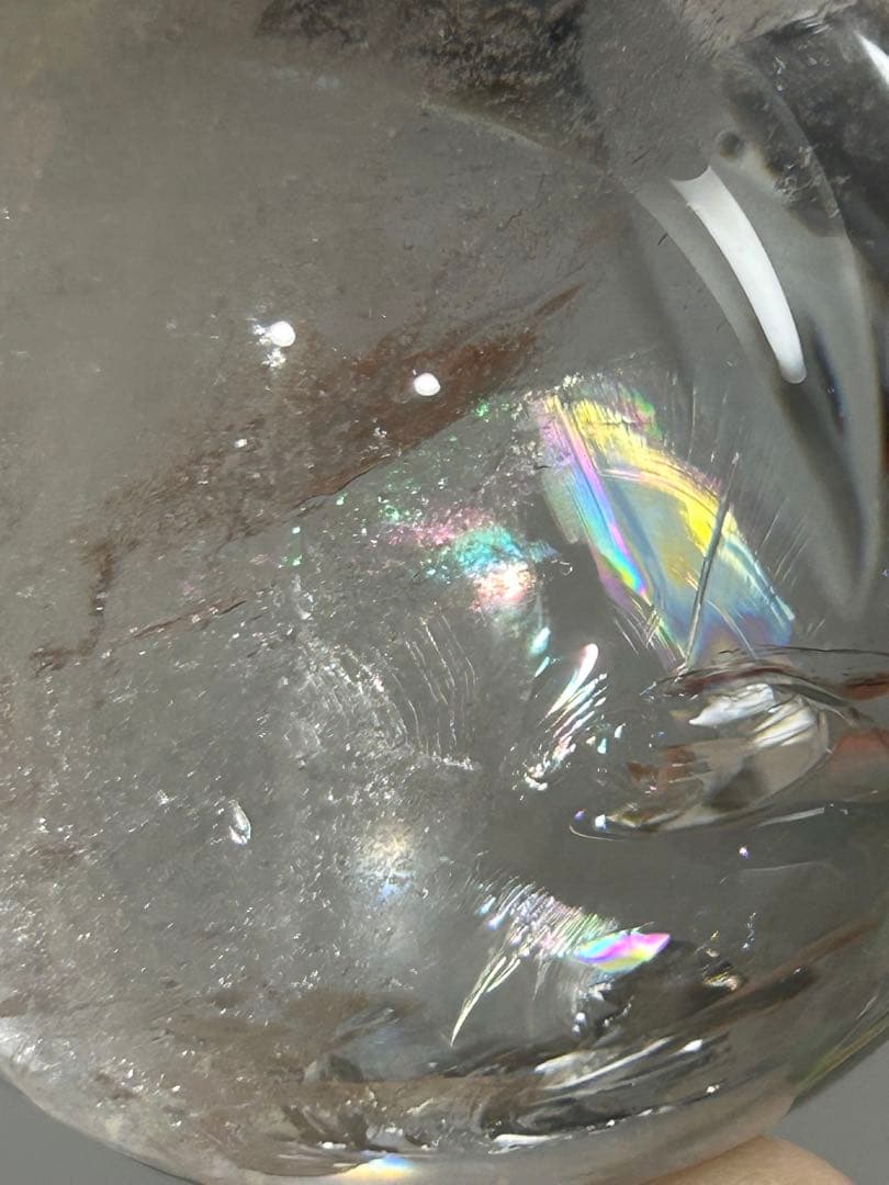 水晶インクォーツ　スフィア　 虹　天然石　置物