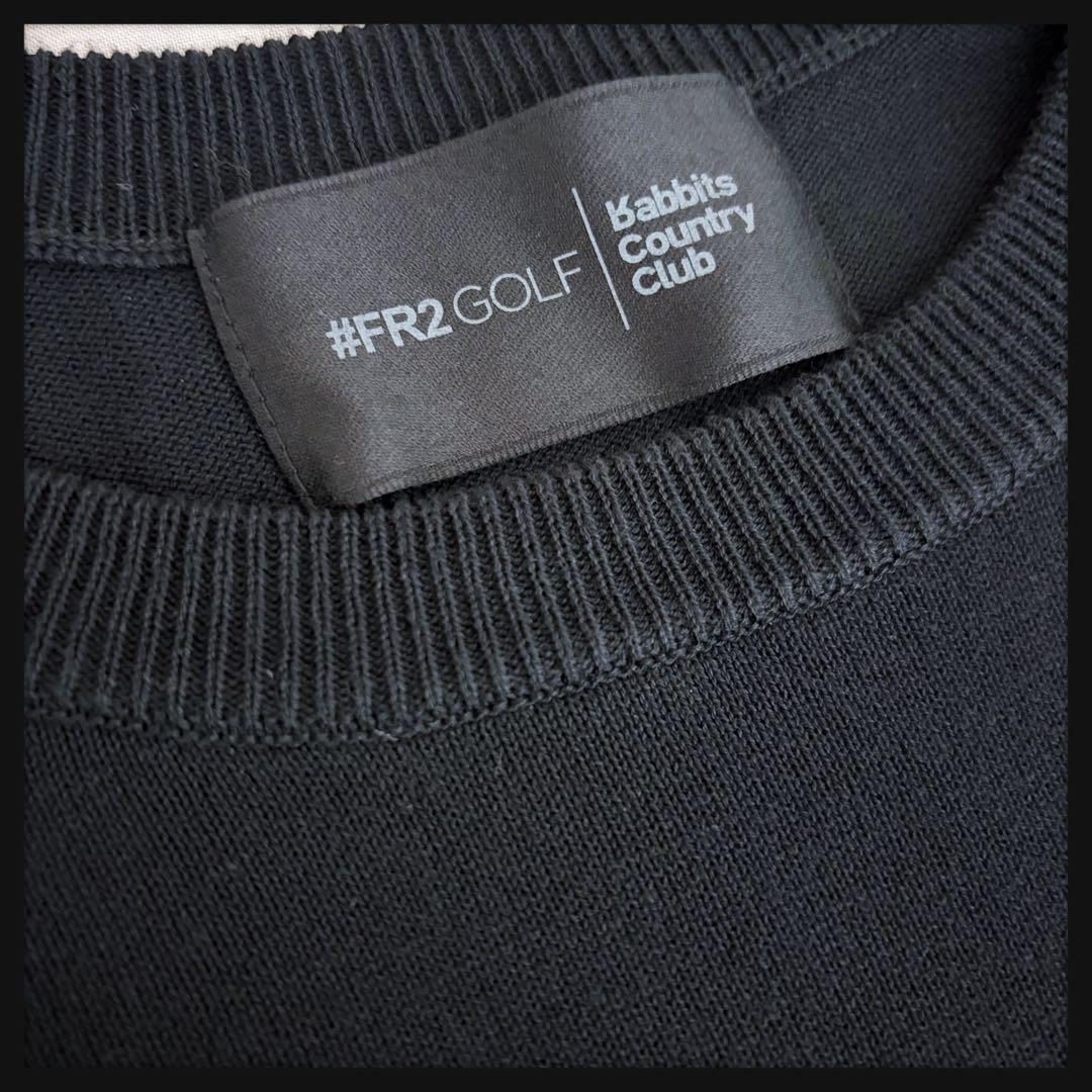 【美品】FR2ゴルフ セーター 刺繍ロゴ コットンニット メンズL ゴルフウェア