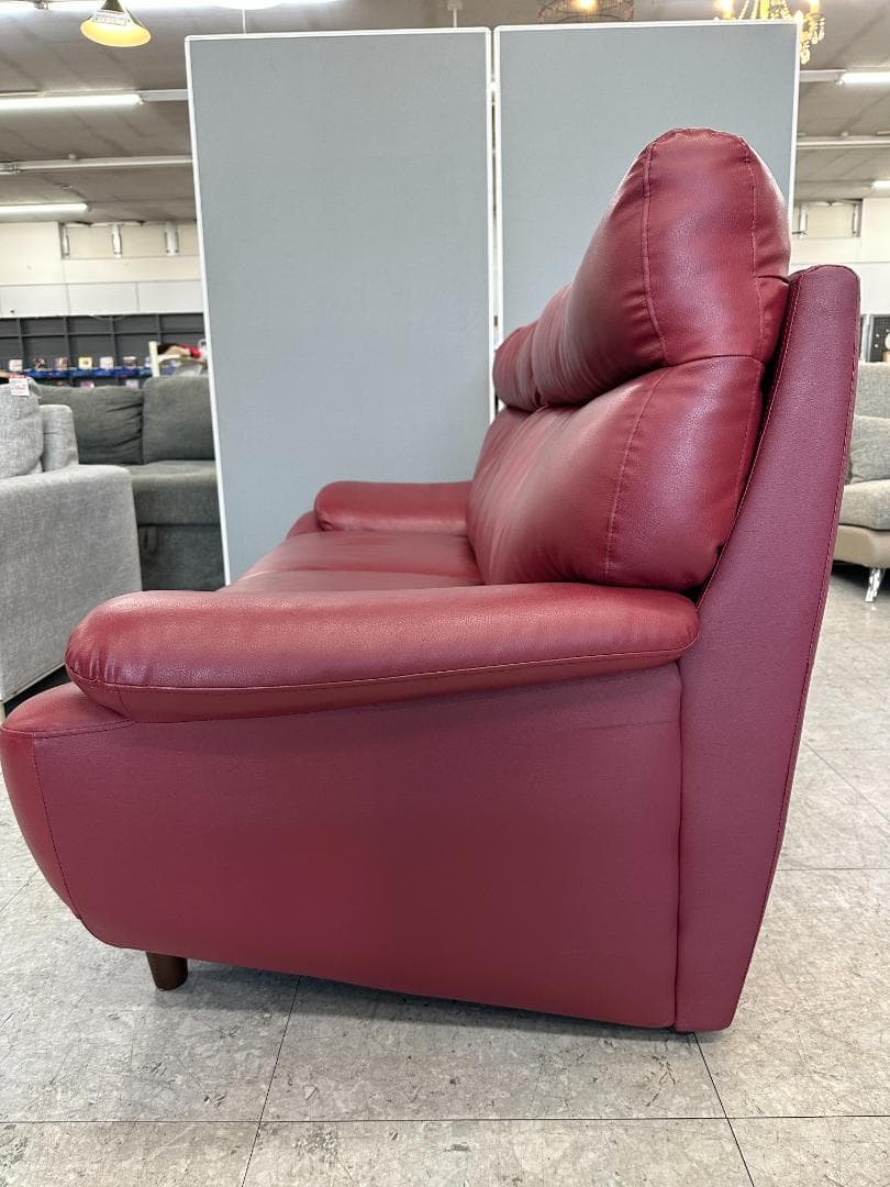 2人掛けソファ　合皮　レッド