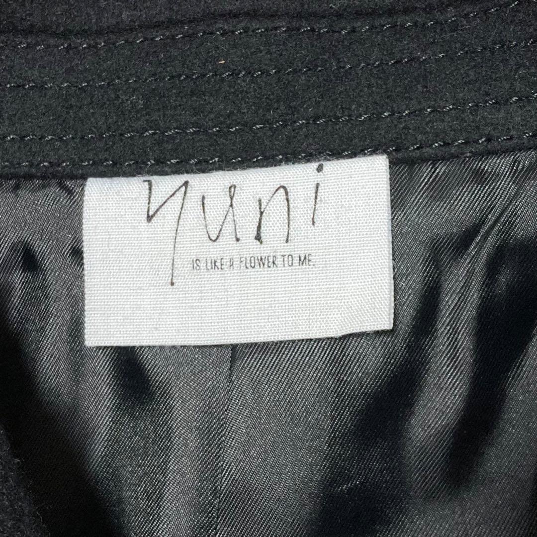 yuni　ウールスーパー100 ミドルレングス ステンコート　黒　F