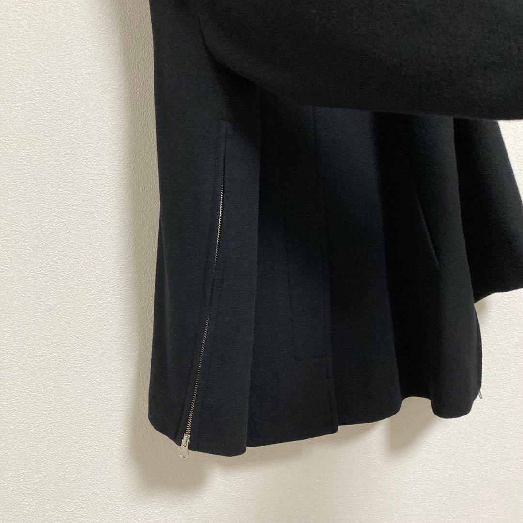 yuni　ウールスーパー100 ミドルレングス ステンコート　黒　F