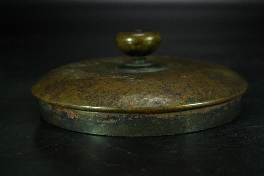 煎茶 銅 刻 梅紋 五郎三郎 在銘 銅瓶 時代物(K-LC756)