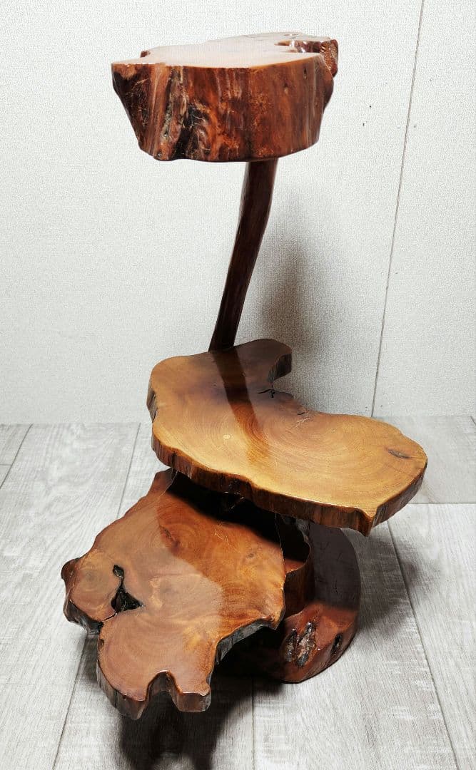 天然木 三段 飾り台 花台 和室 茶室 レトロ アンティーク