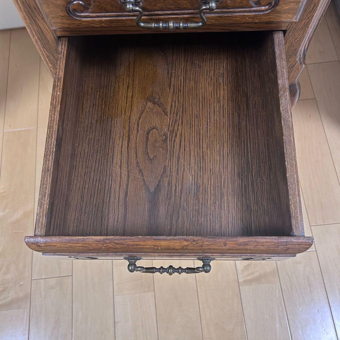 アンティーク　三越家具ブルージュ　ルーマニア製　オーク材デスク　英国　猫脚　虎柄