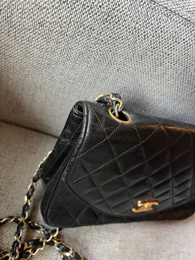 CHANEL ヴィンテージ　チェーン　ショルダーバッグ　マトラッセ　ラムスキン