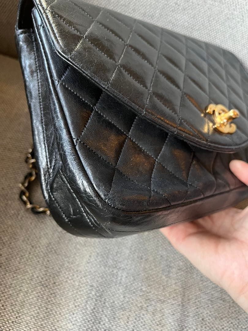CHANEL ヴィンテージ　チェーン　ショルダーバッグ　マトラッセ　ラムスキン