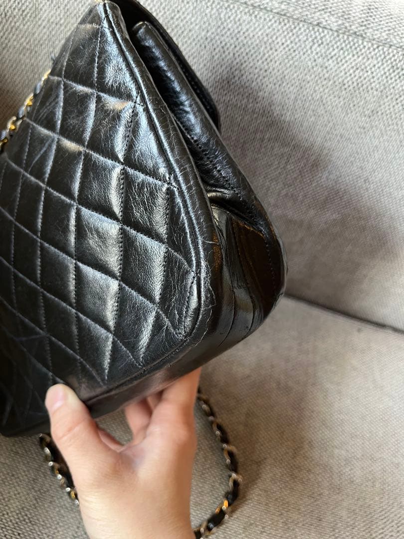 CHANEL ヴィンテージ　チェーン　ショルダーバッグ　マトラッセ　ラムスキン