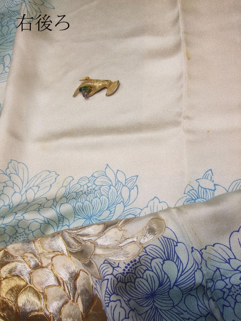 大輪菊の豪華刺繍/振袖フルセット　ｍ73　成人式 やまと謹製 白振袖