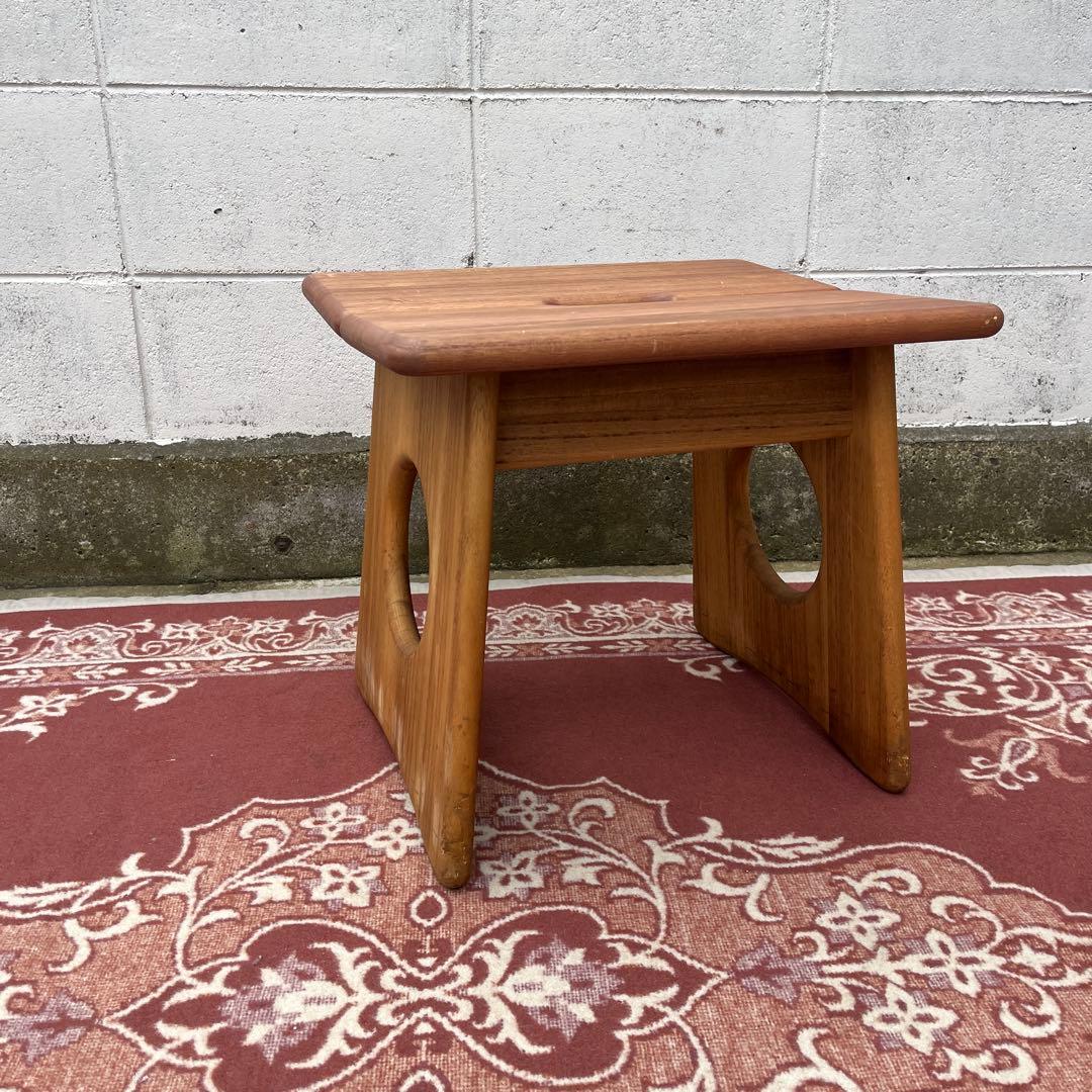 ビンテージ古道具◾️木製無垢材 桐材 角型スツール 椅子 イス