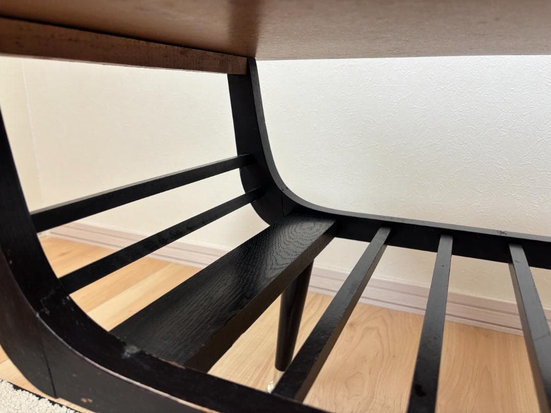 昭和レトロ ミッドセンチュリ　テーブル センターテーブル　木製 棚付き 希少