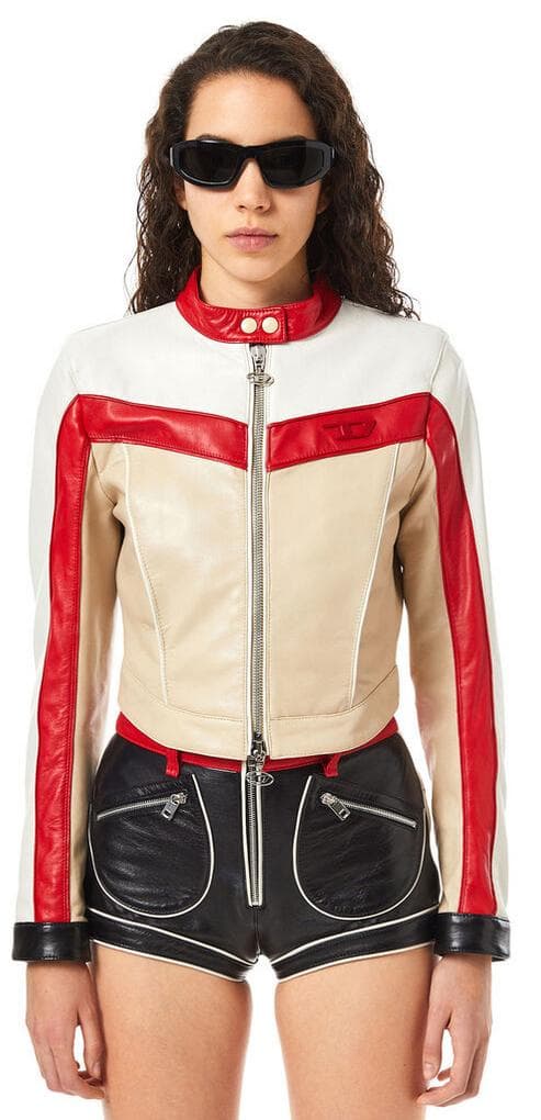 未使用　定価22万　ディーゼル Dロゴ　ライダース　レザージャケット レッド