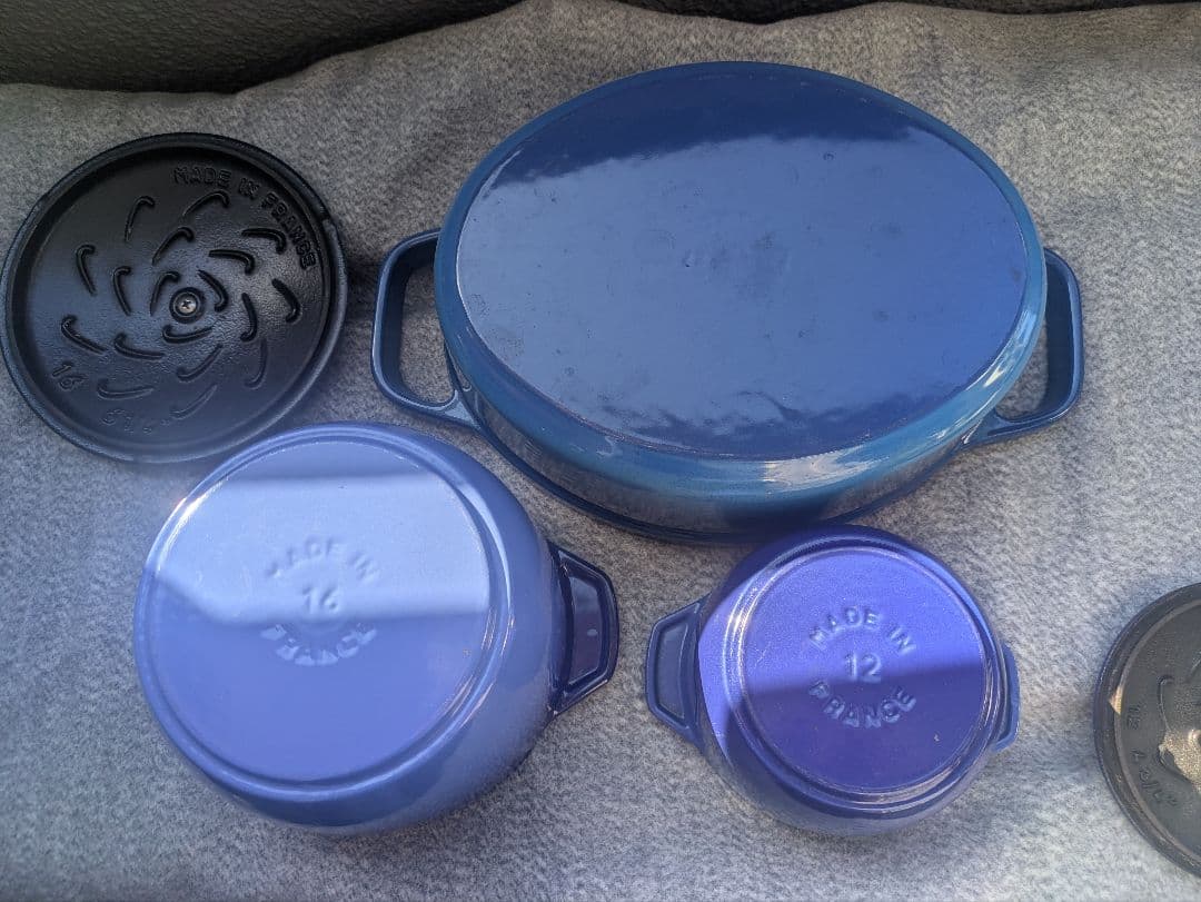 staub 昔のロイヤルブルー　3点セット