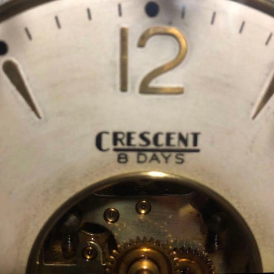 アンティーク ドイツ製CRESCENT ガラスドームゼンマイ振り子大理石置時計