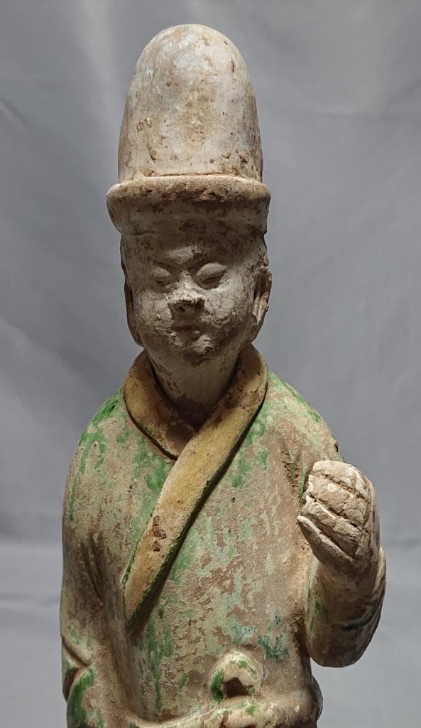 コレクター収集品　中国　唐三彩　立像　36.5cm