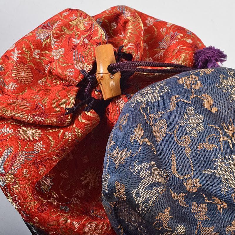 茶道具　御所篭　茶籠　黒楽茶碗　棗など　八点　一式　仕覆付　M　R9459