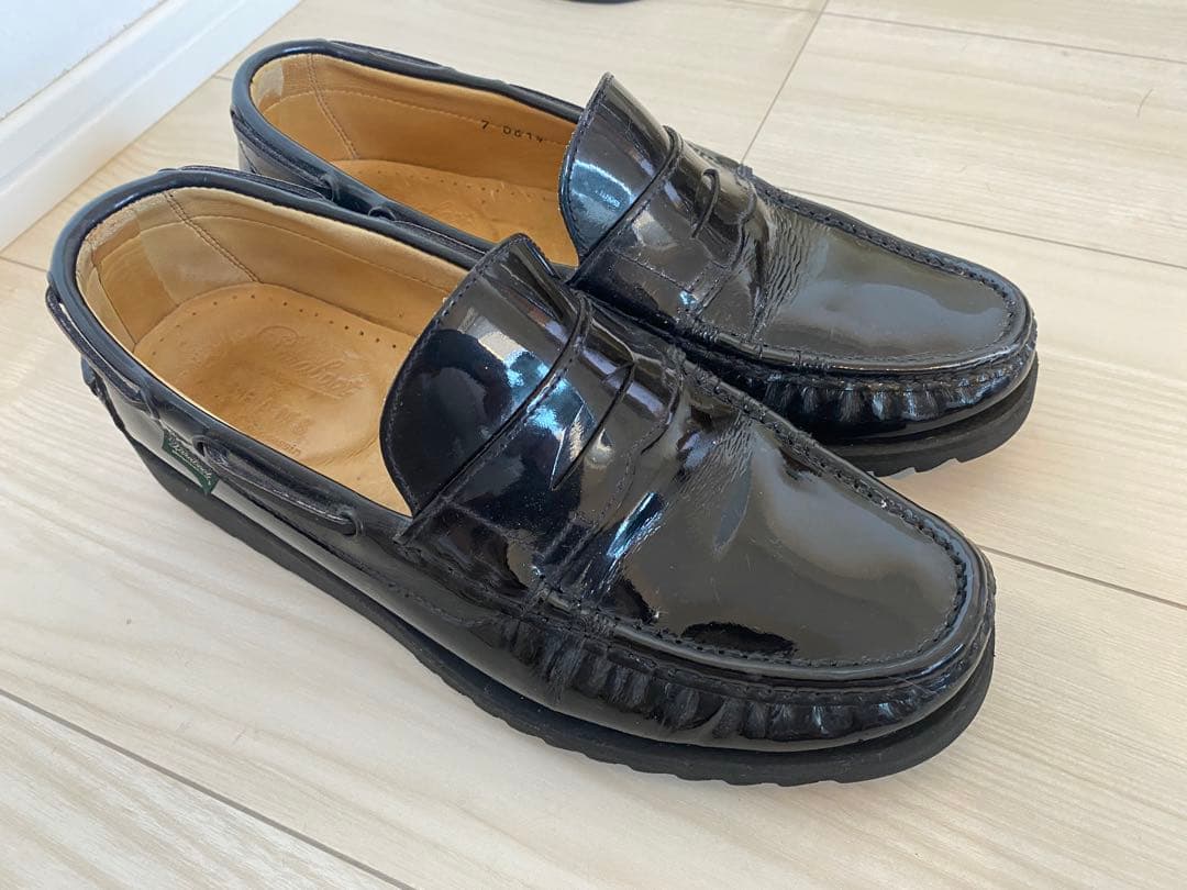 Paraboot BEAMS別注 パテントレザースリッポン