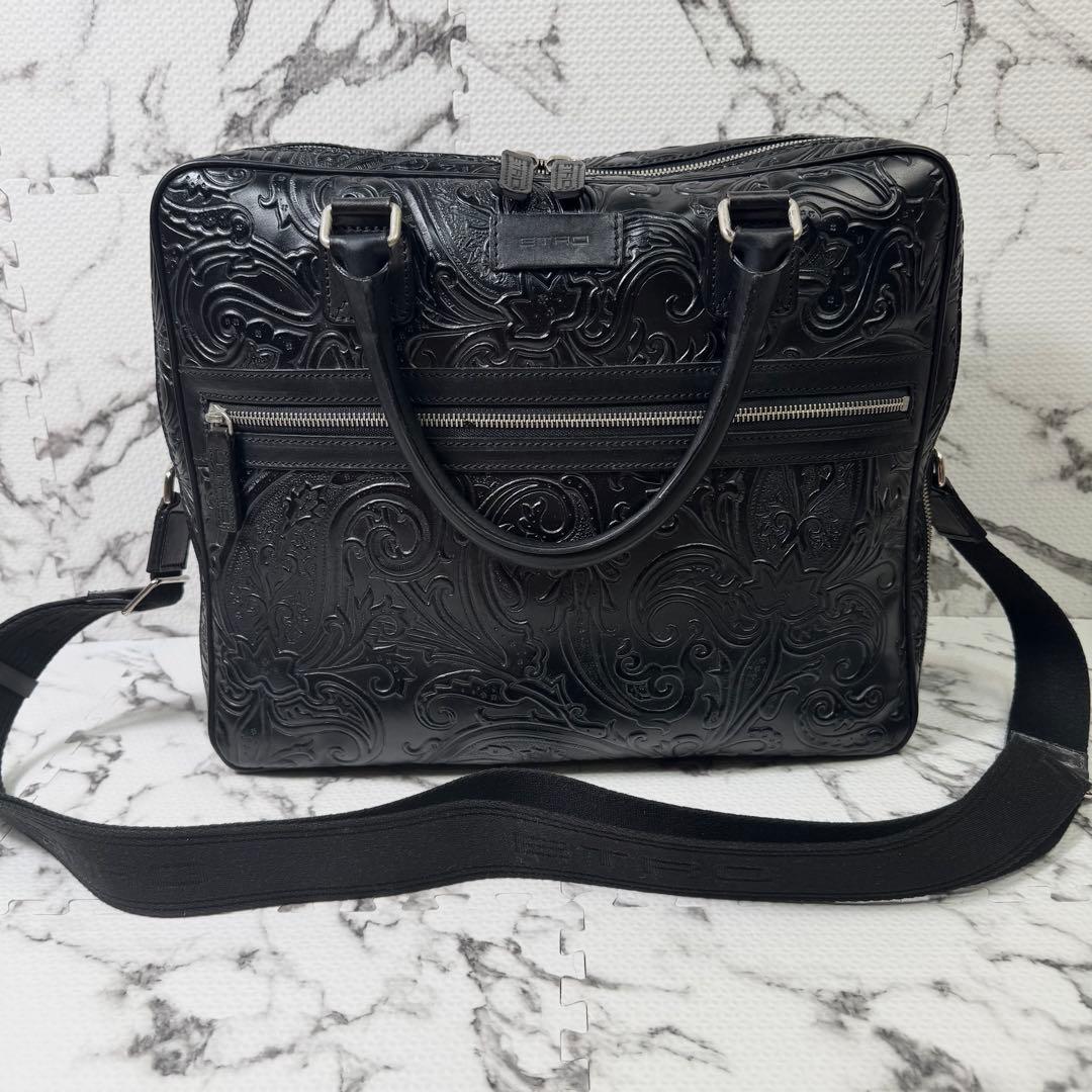 エトロ　マルゴット　ブリーフケース　ビジネスバッグ　2way A4収納可能　黒