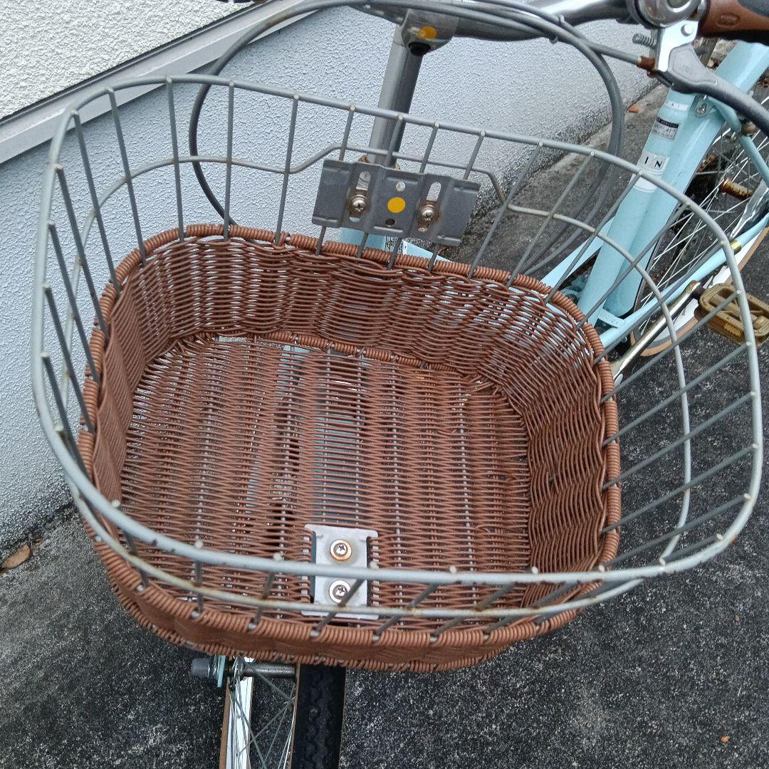 子供用自転車 水色 ブラウンバスケット付き