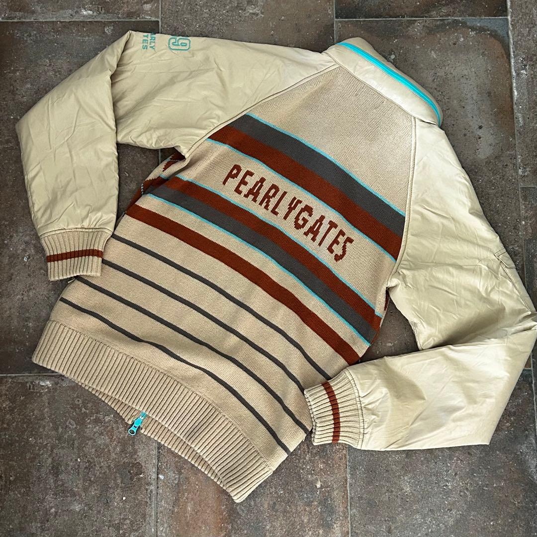 PEARLY GATES 袖中綿　ニット ジャケット アーガイル×ボーダー柄