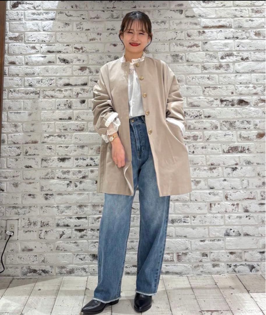 ホワイトシフォン長袖シャツ