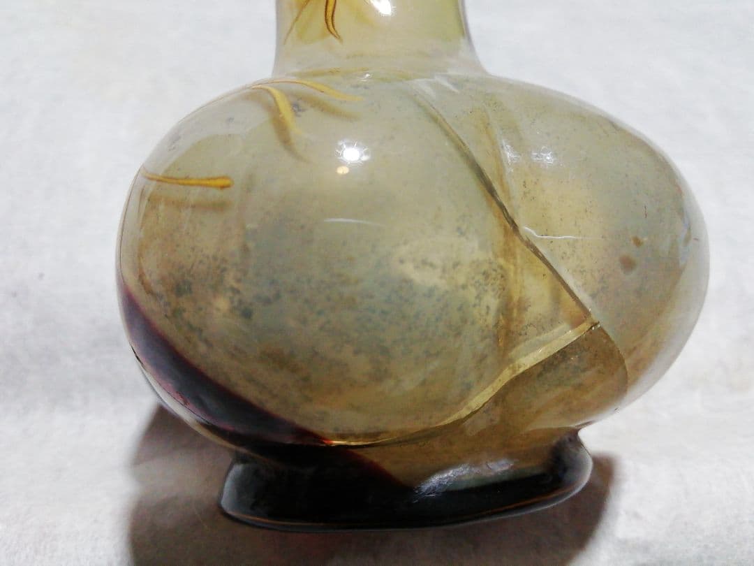 ♪時代ガラス一輪挿し キズ 高蒔絵