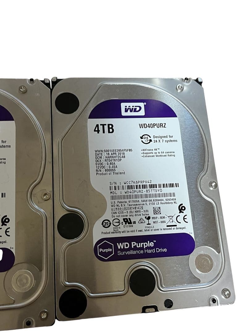WD Purple 4TB HDD WD40PURZ 2台セット