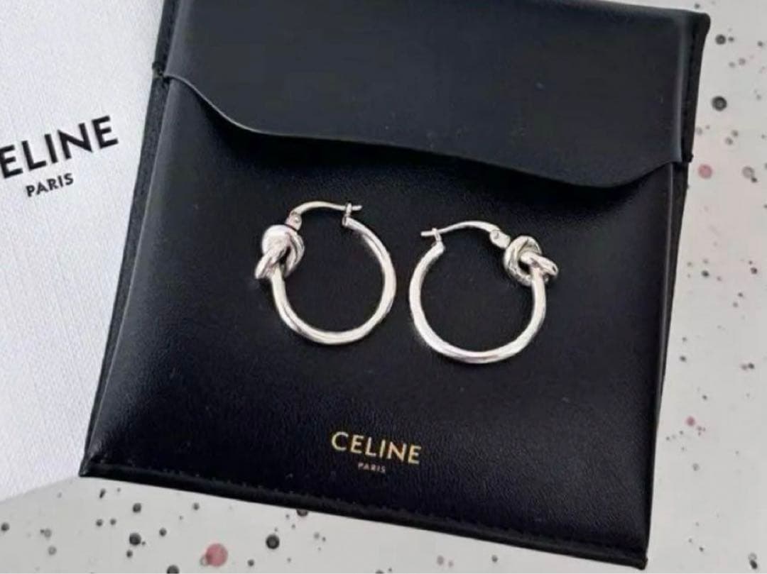 【極美品】CELENEノットスモールフープピアス シルバー 2つセット