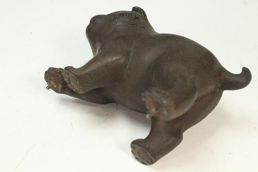 金工師 徳光造 遊三犬 置物(K-XA873)