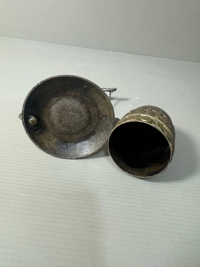 2404 中国骨董　銅器　龍鐘  吊り鐘　康熙年製銘　置物　時代物