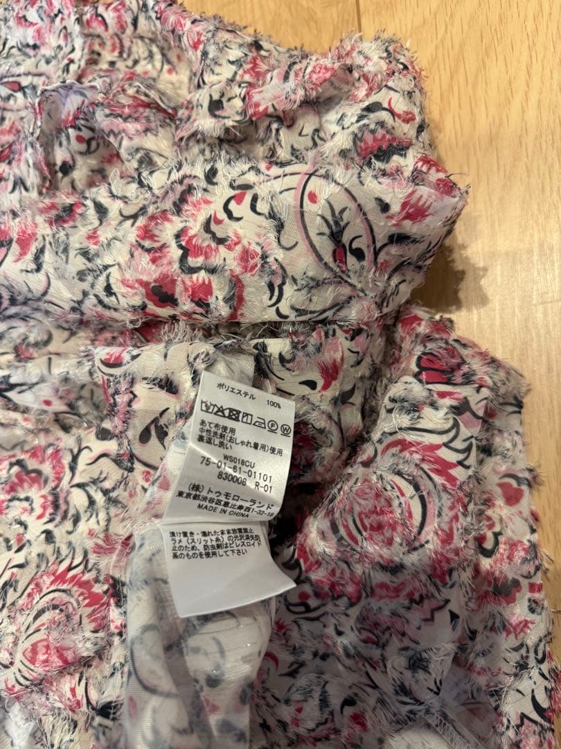 SOULEIADO フリルブラウス ピンク ラメ 36 花柄 トゥモローランド