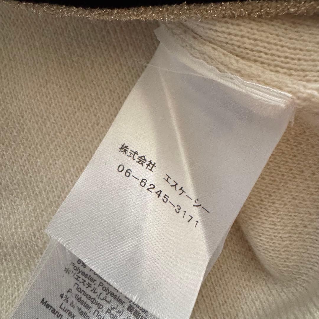 【エリザベッタフランキ】ワンピース　ロゴボタン　金ボタン　バイカラー　白　黒